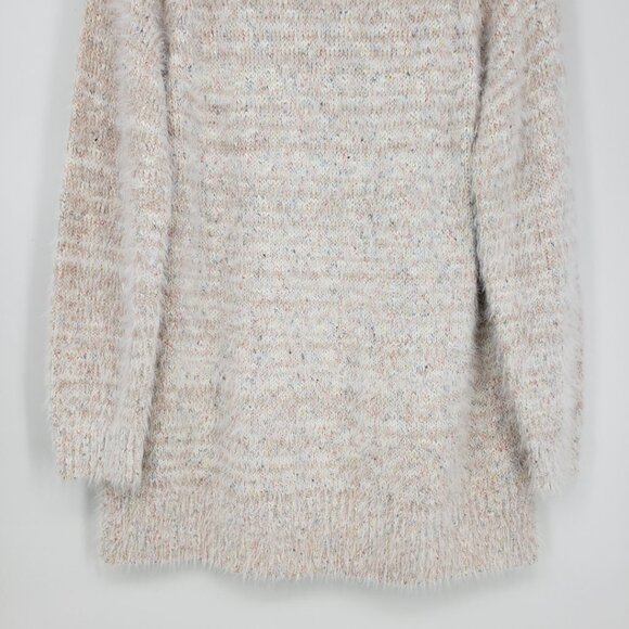 Lou & Grey Fuzzy Eyelash Knit Tunic Sweater XL Relaxed Fit Oversized Long Cream - Picture 8 of 11